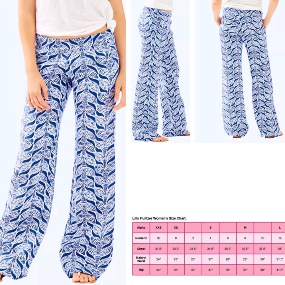 Lilly Pulitzer Bal Harbour Linen Palazzo Pant Navy Mermaids Tail Size Medium (M) - Picture 10 of 10